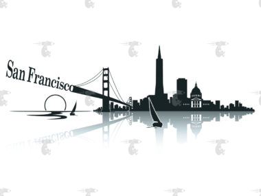 Skyline San Francisco Grafik mit Schriftzug